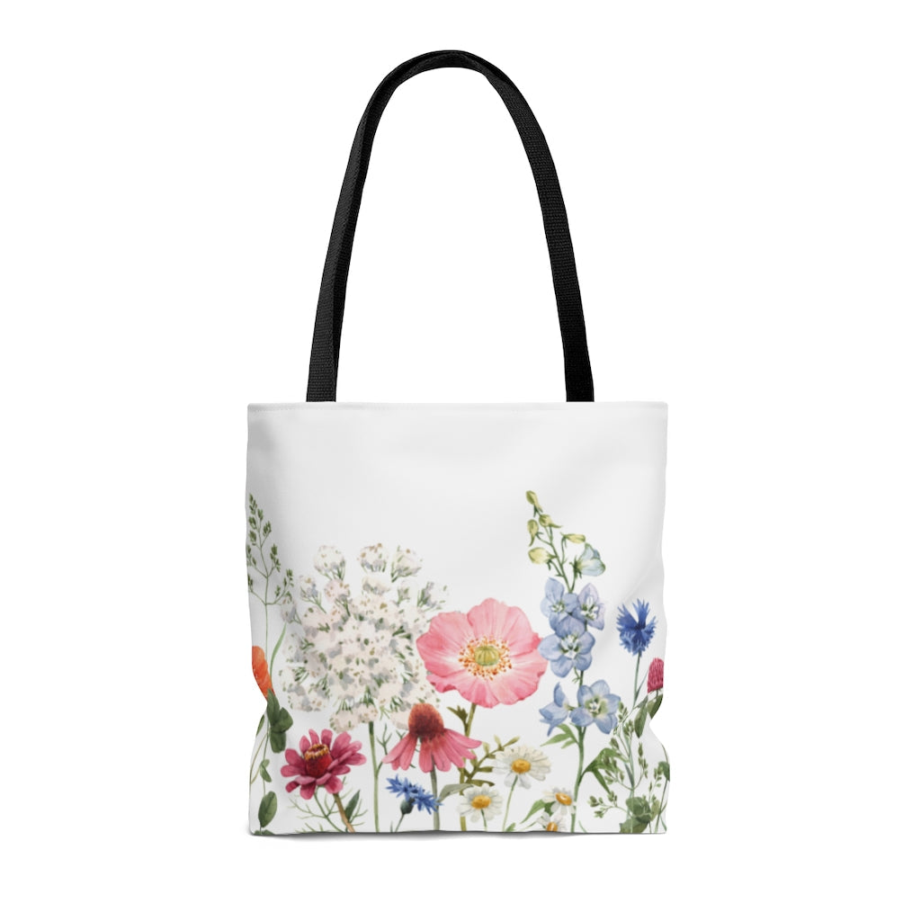 Medium Tote Bag with Floral Print on Both Sides