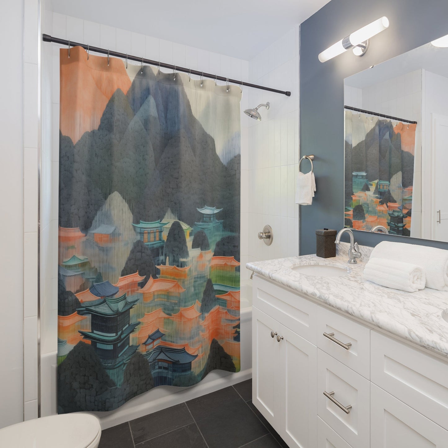Japanese Shower Curtain: Exquisite Artwork Inspired by Landscapes of Japan