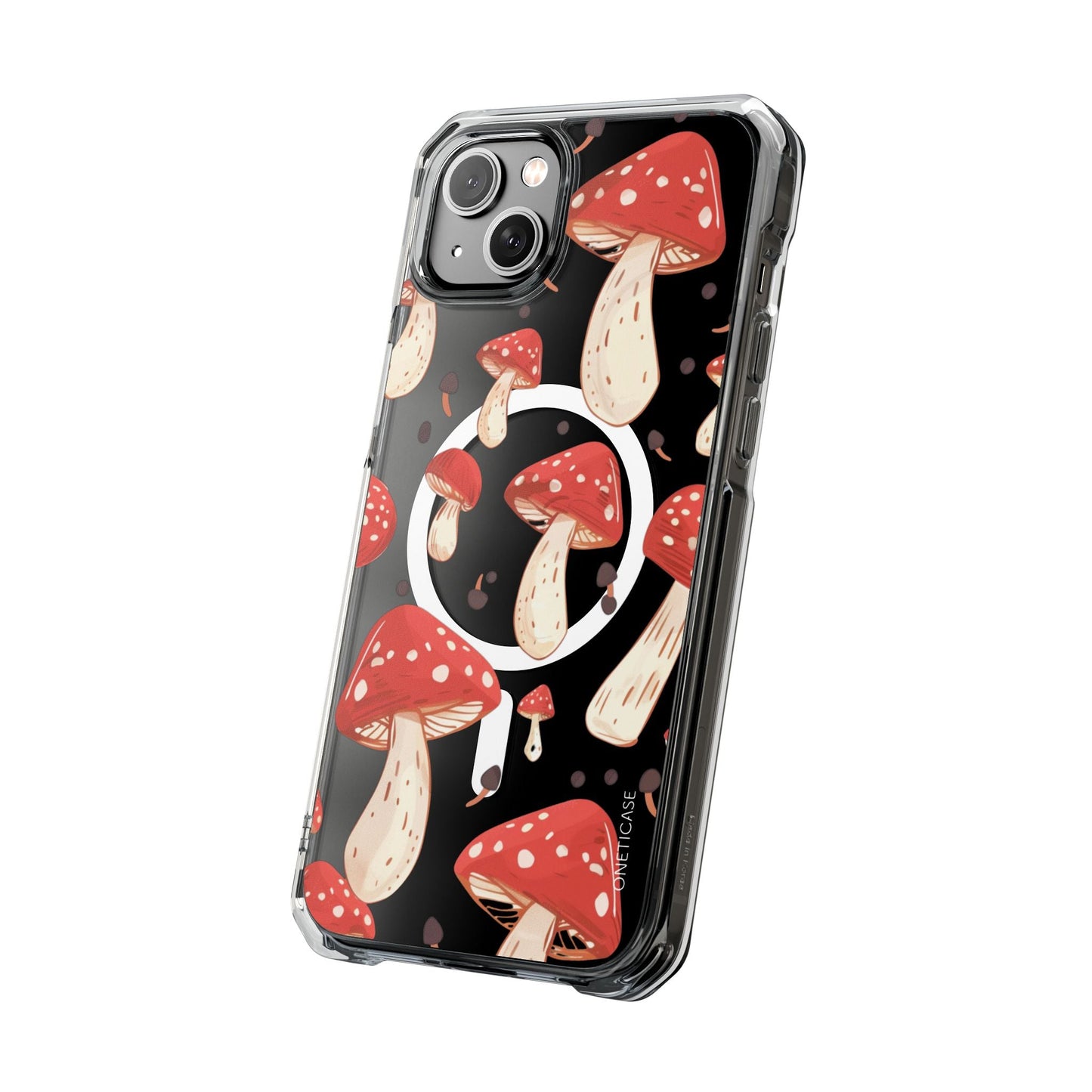 Magnetic Clear Case for iPhone Series - Red Mushroom Design