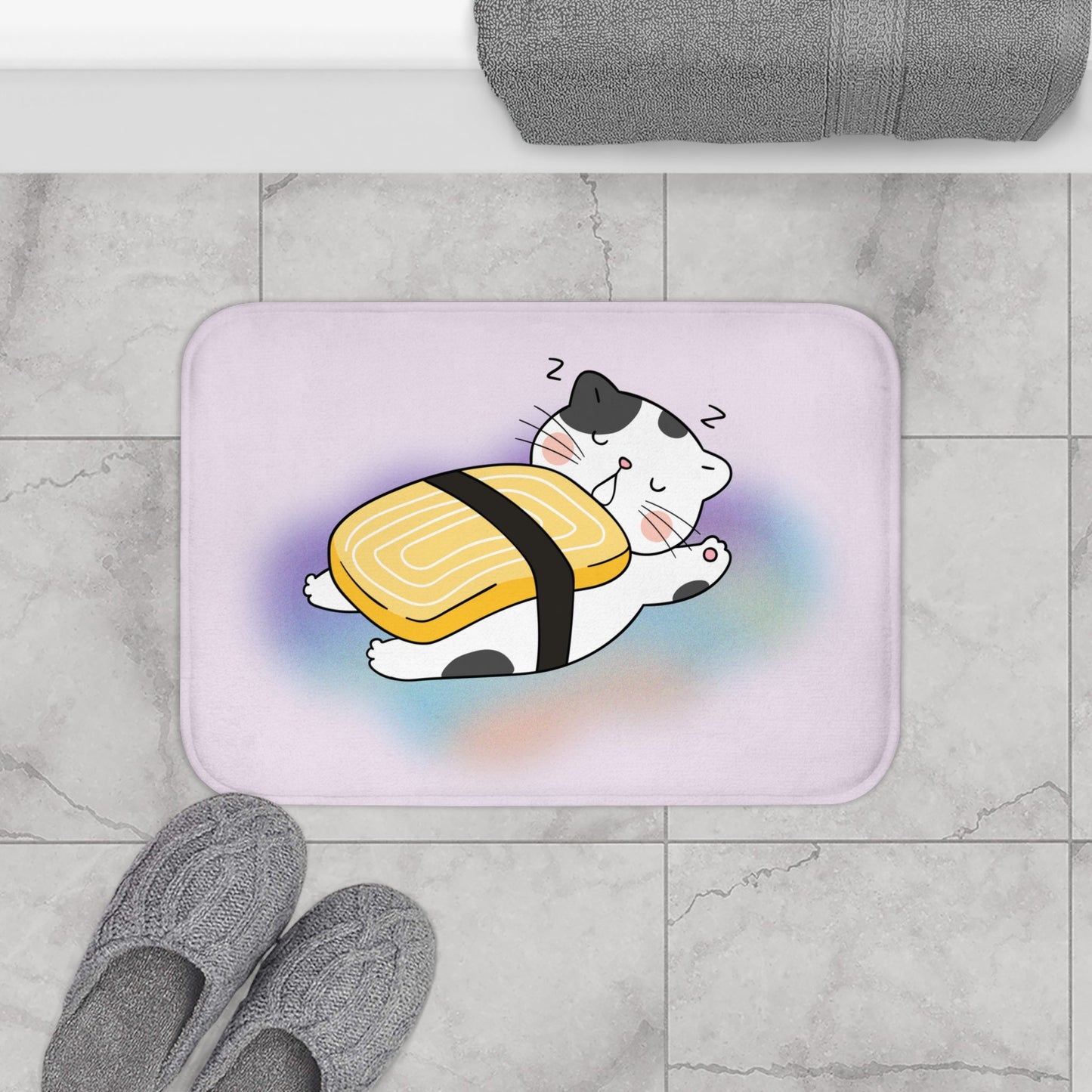 Adorable Feline Sushi Bath Mat