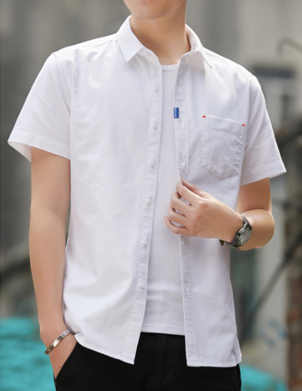 Short Sleeve Men's Button-Up Shirt Title Revision