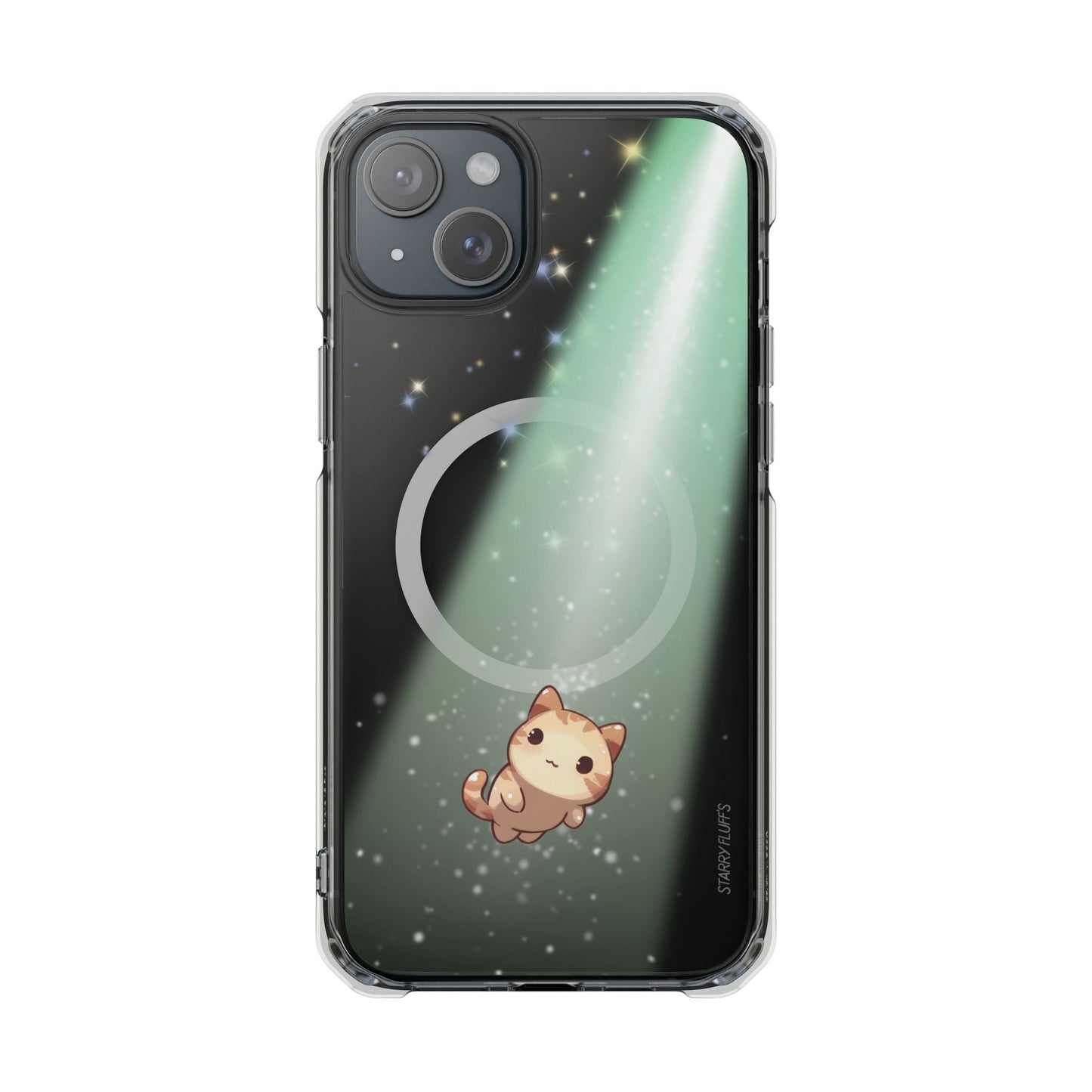 Cosmic Cat Magnetic Clear Case for iPhone by Starry Fluff