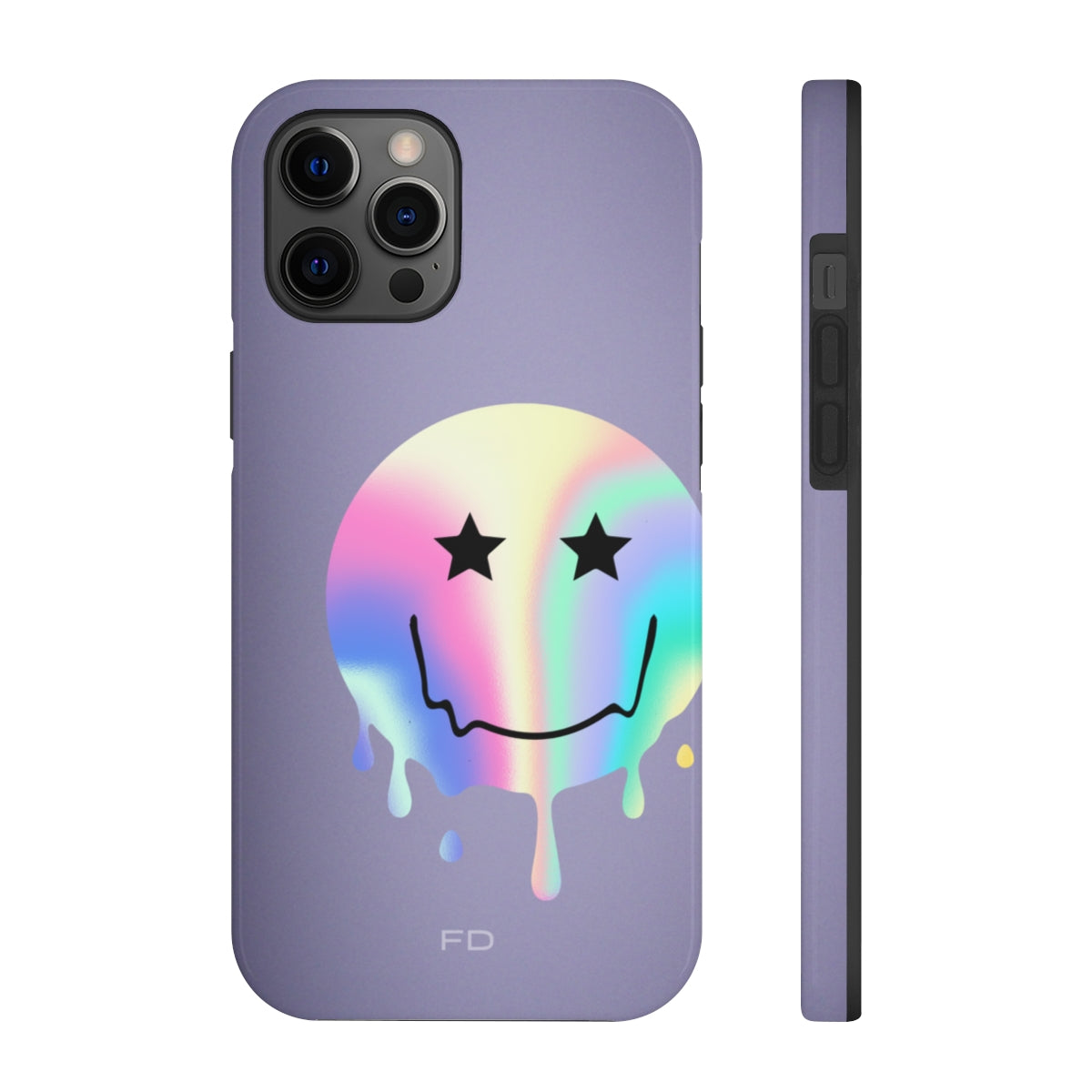 Durable iPhone Case with Starry Happy Face Design and Wireless Charging Capability