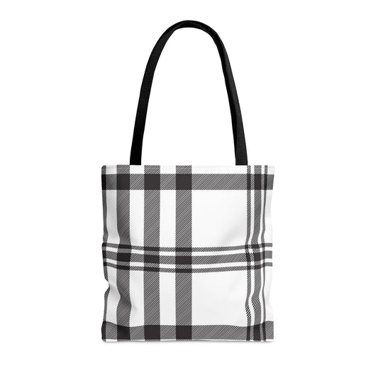 Plaid Tote Bag in Monochrome Design