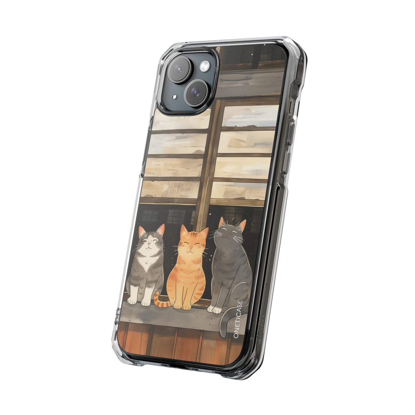 Magnetic Clear Case for iPhone Series - Cat Lovers' Chilling Edition
