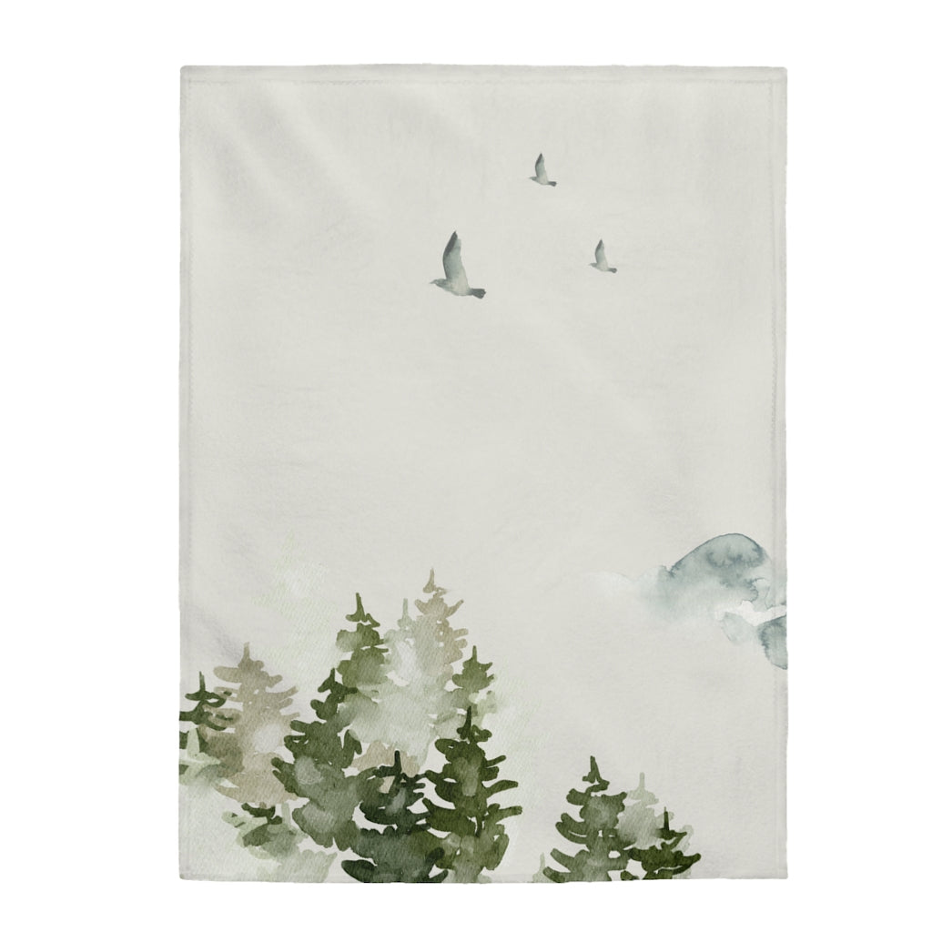 Forest Birds Plush Throw Blanket