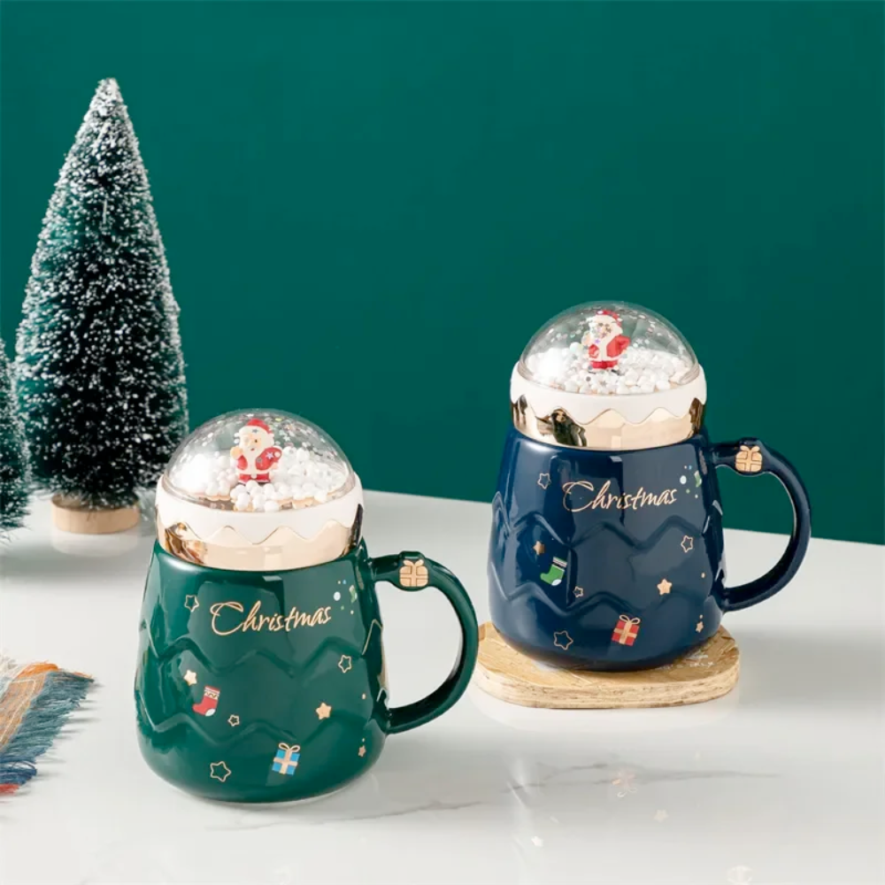 Festive Mug with Cover for Hot Drinks