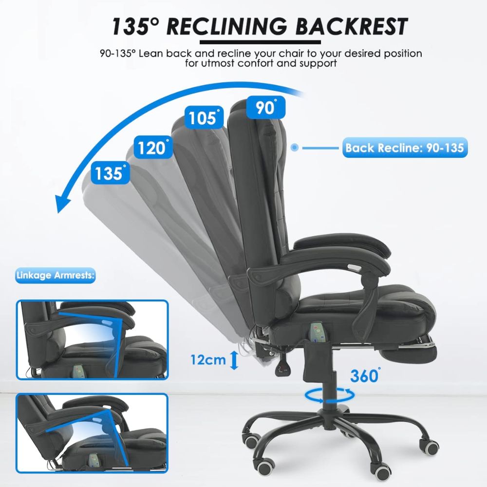 Deluxe 5-Mode Massage Office Chair with Adjustable Foot Support