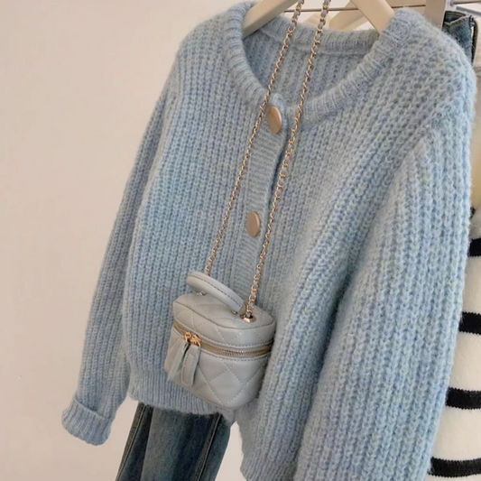 Buttoned Bliss Blue Women's Cardigan