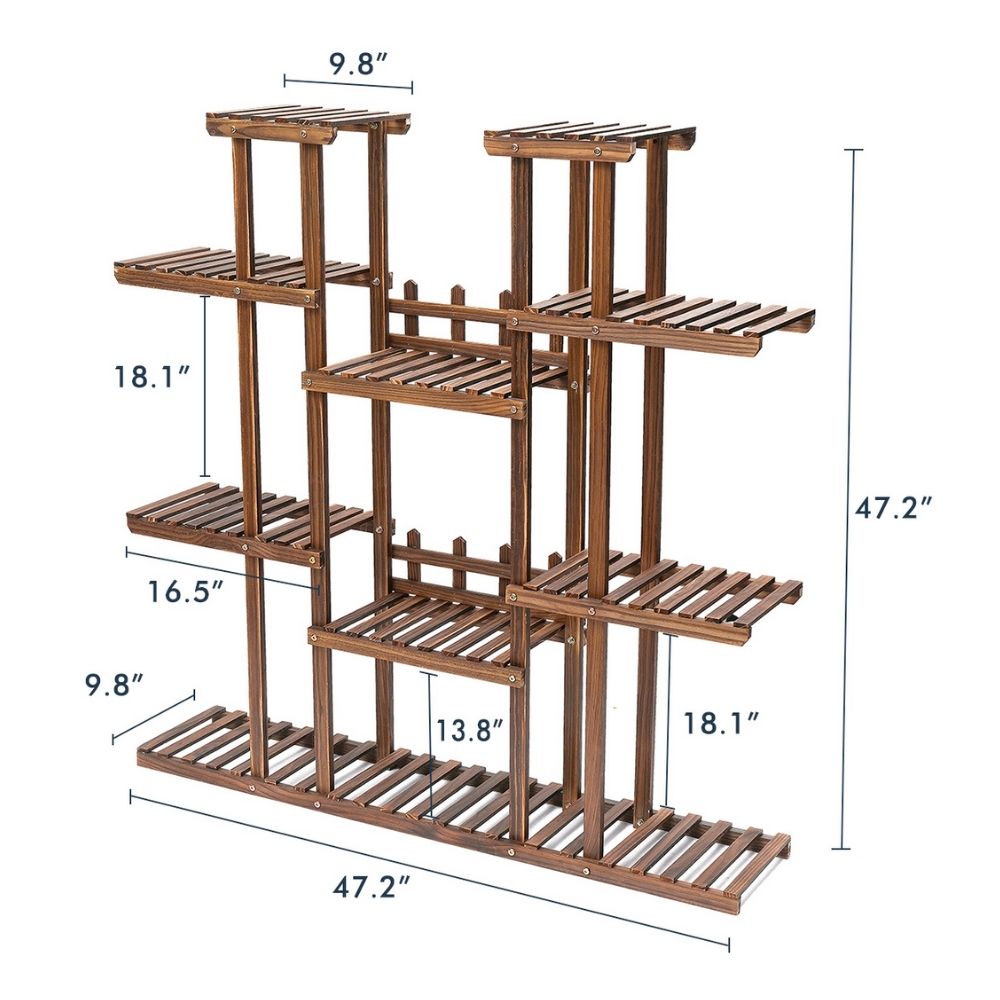 Multi-tiered Pine Wood Shelf for Indoor Plants - Modern Home Decor Stand