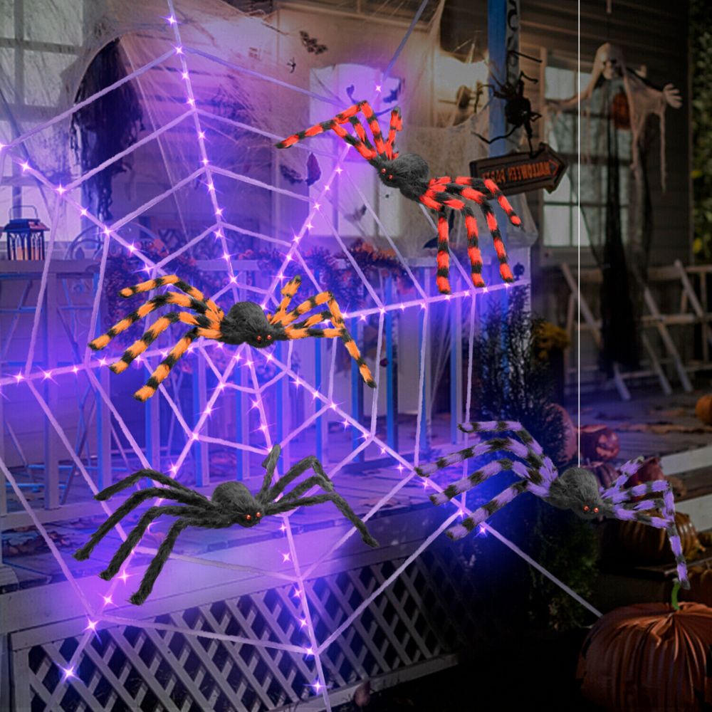 Huge Illuminated Halloween Cobweb Decorative Prop