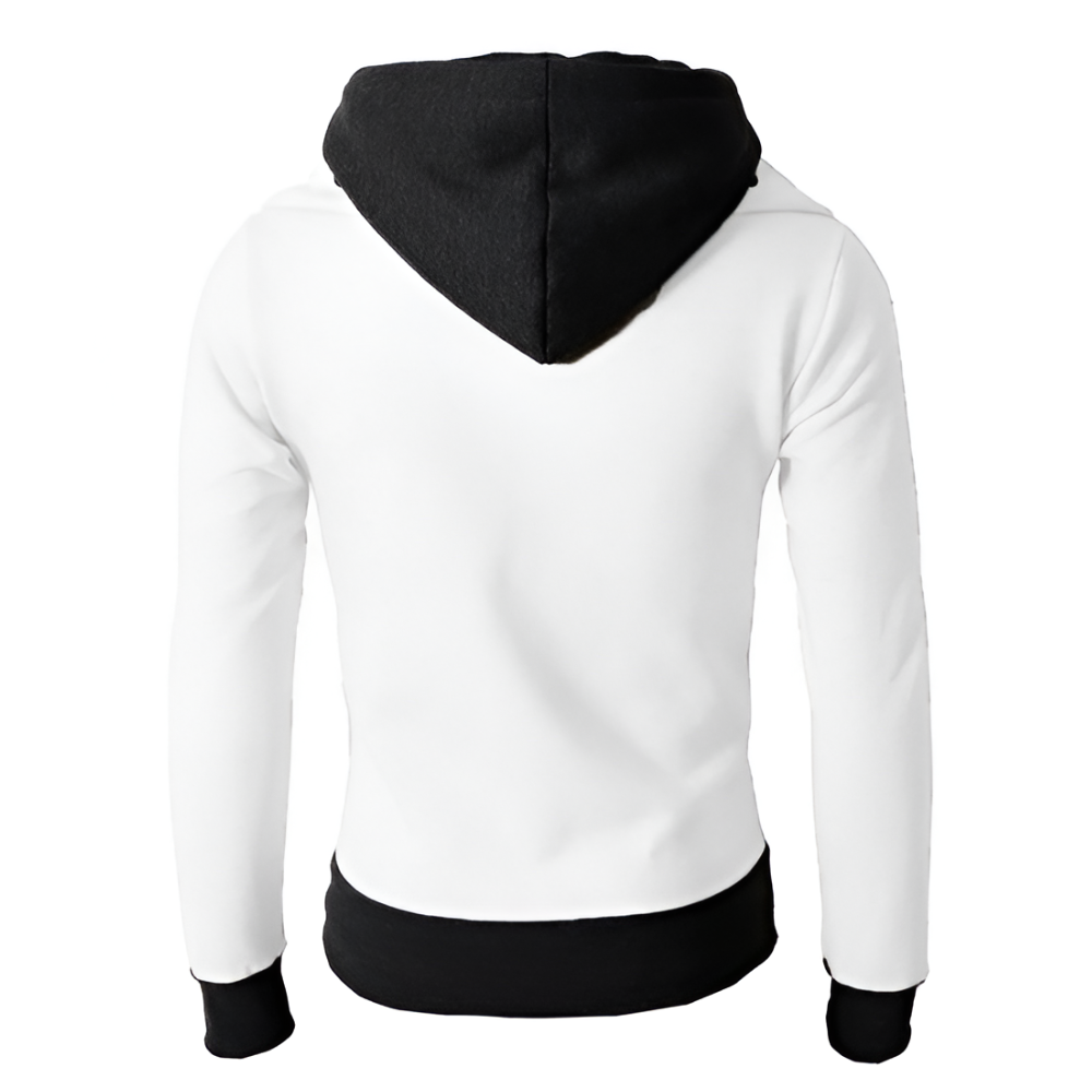 High Collar Men's Hoodie with Contrasting Cuffs