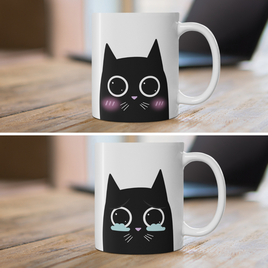 Emotive Feline White Mug Set - 2 Pieces