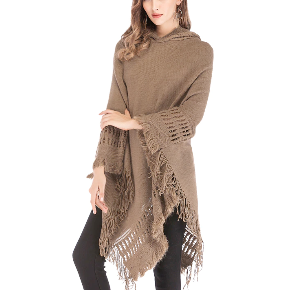 Women's Fringed Hooded Cape