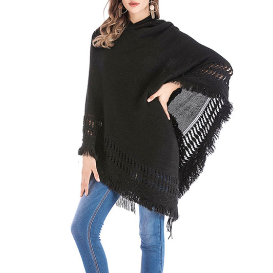 Women's Fringed Hooded Cape