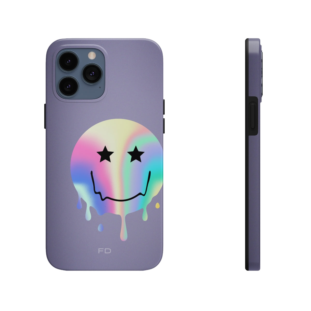 Durable iPhone Case with Starry Happy Face Design and Wireless Charging Capability
