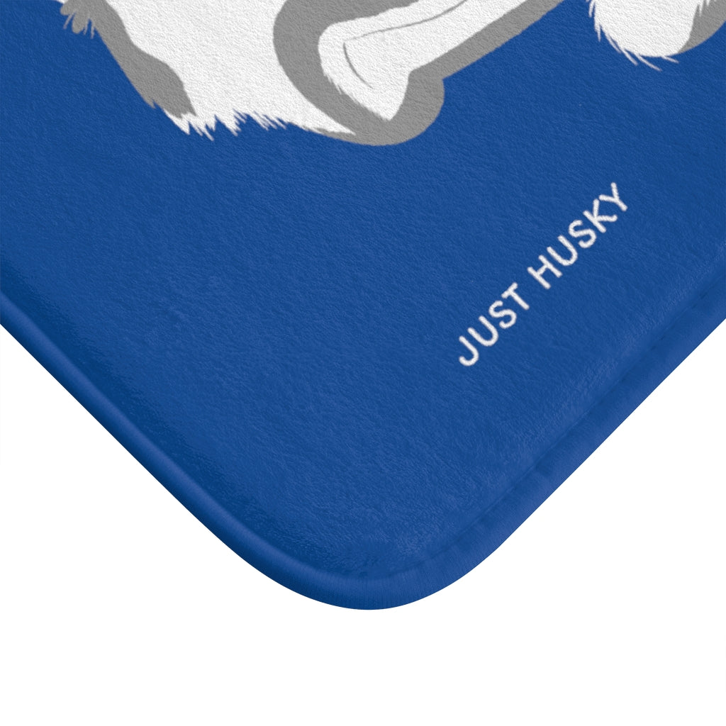 Blue Bath Mat for Your Adorable Husky Theme Bathroom