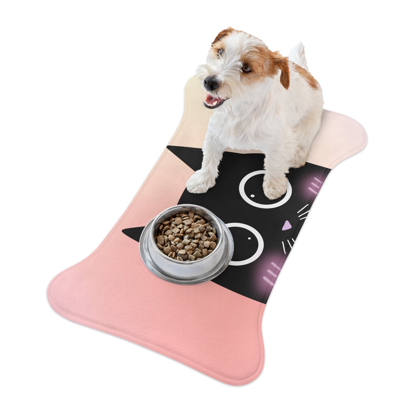 Cartoon Cat Pet Feeding Mats in Blush - Available in 3 Sizes
