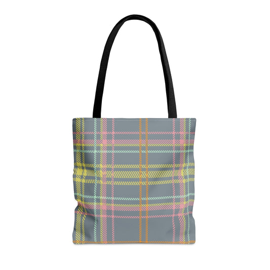 Yellow and Gray Checkered Tote Bag
