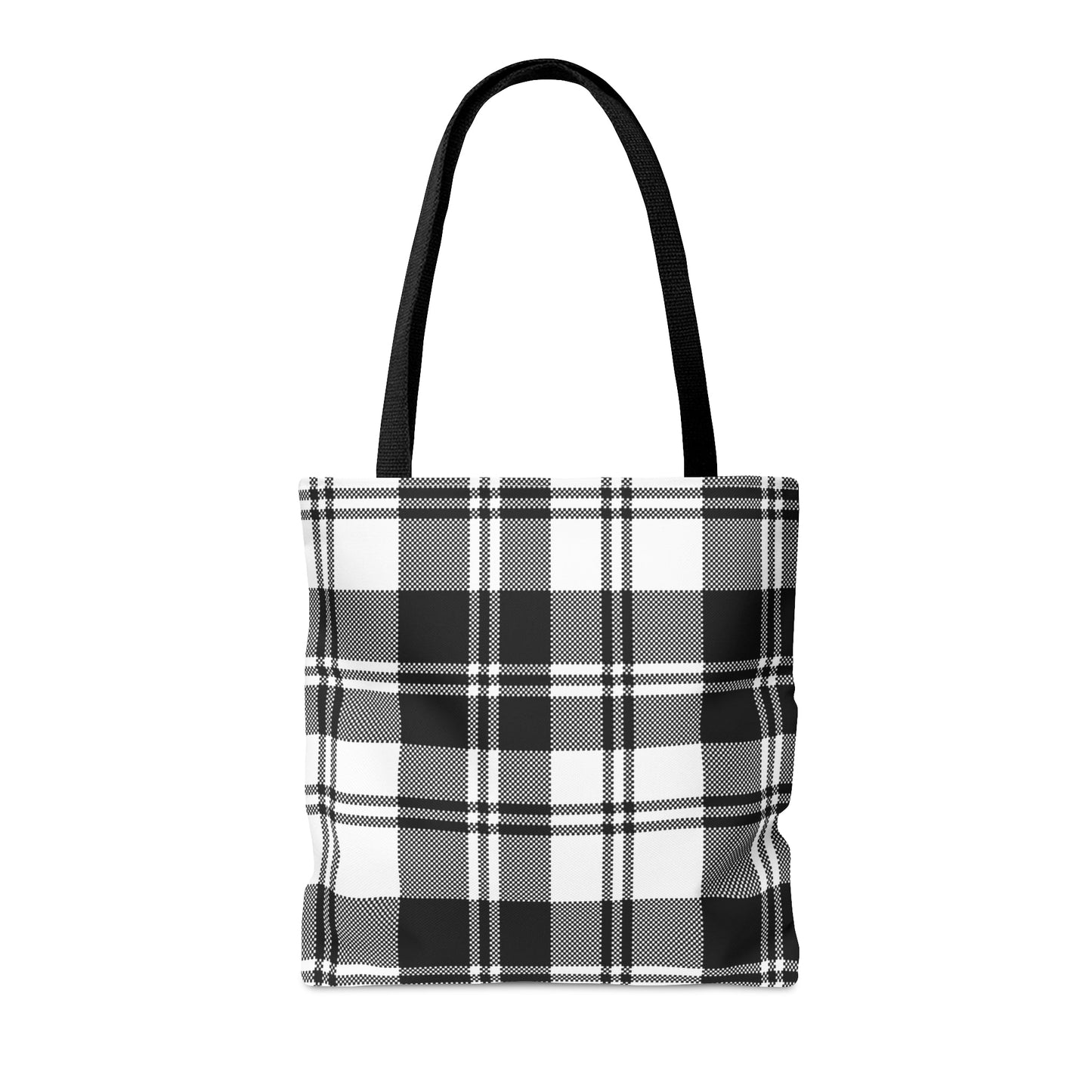 Checkered Plaid Tote Bag in Black