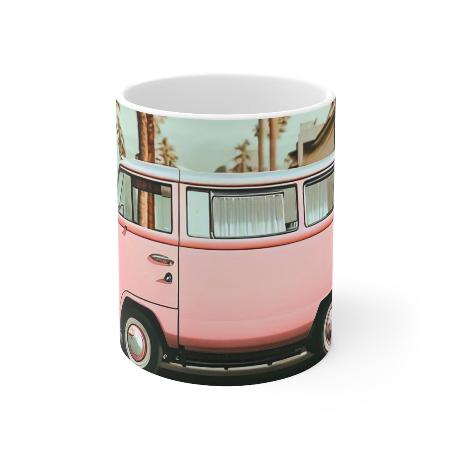 Pink Vintage Van Mug for Coffee and Tea