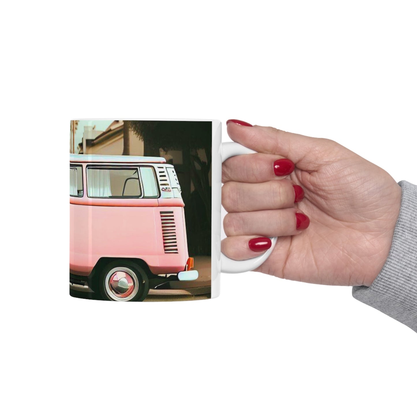 Pink Vintage Van Mug for Coffee and Tea
