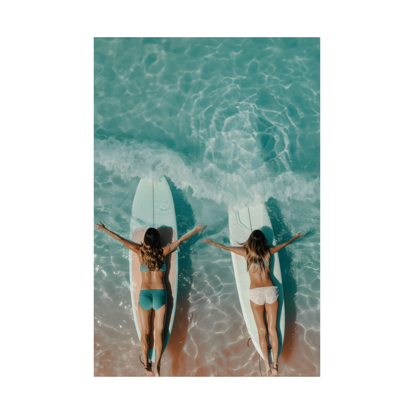 Beach Poster Featuring Female Surfers