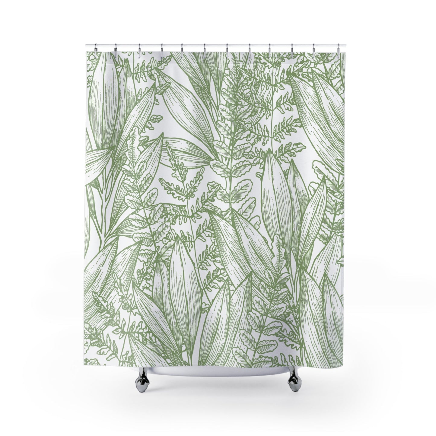 Shower Curtain with Leafy Silhouette Design