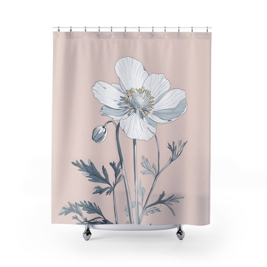 Floral Shower Curtain with a Soft Pastel Bloom Design