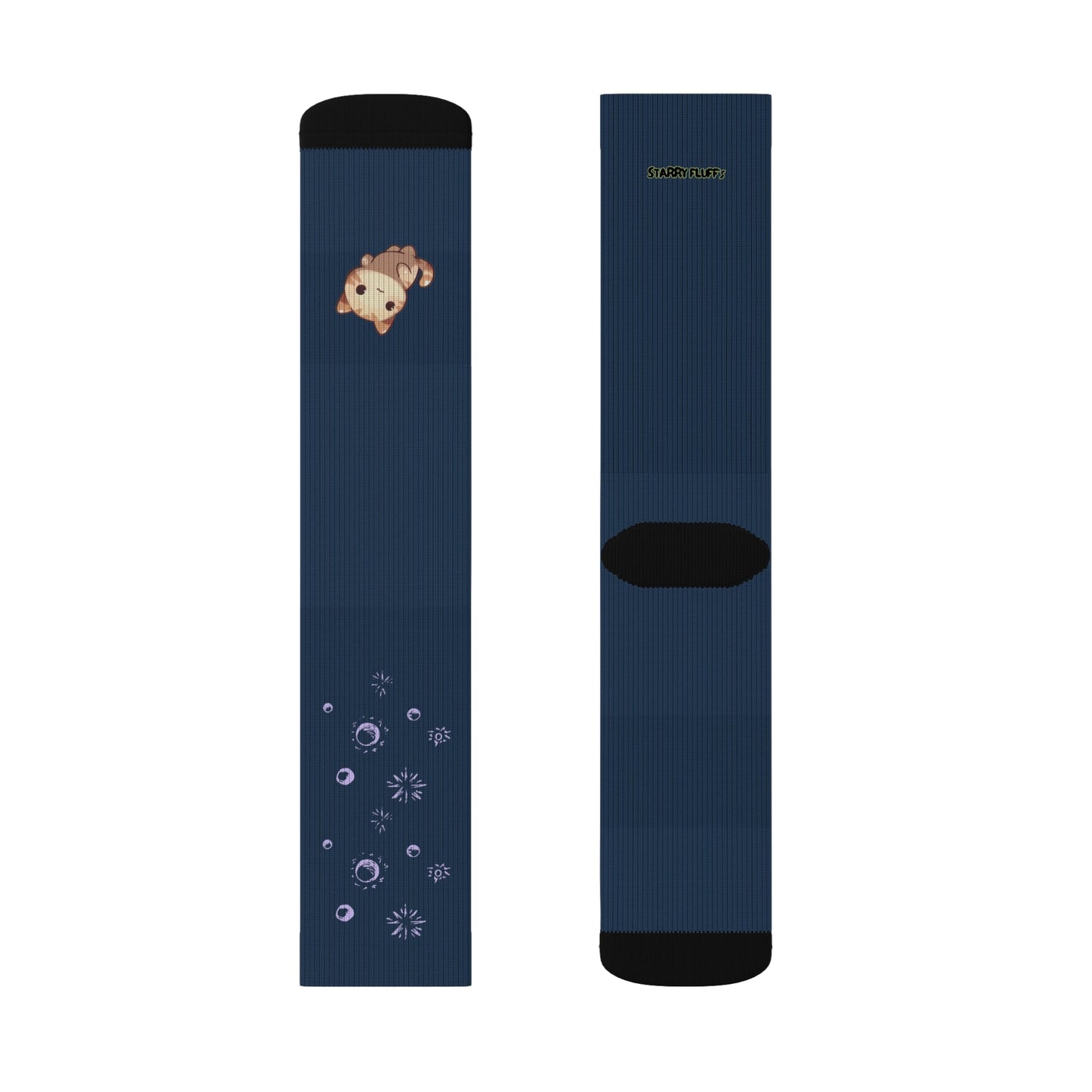 Cosmic Kitten in the Stars Playful Novelty Socks by Starry Fluff