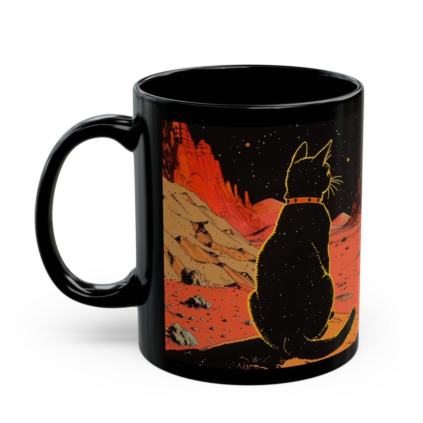 Cat Space Retro Coffee Mug