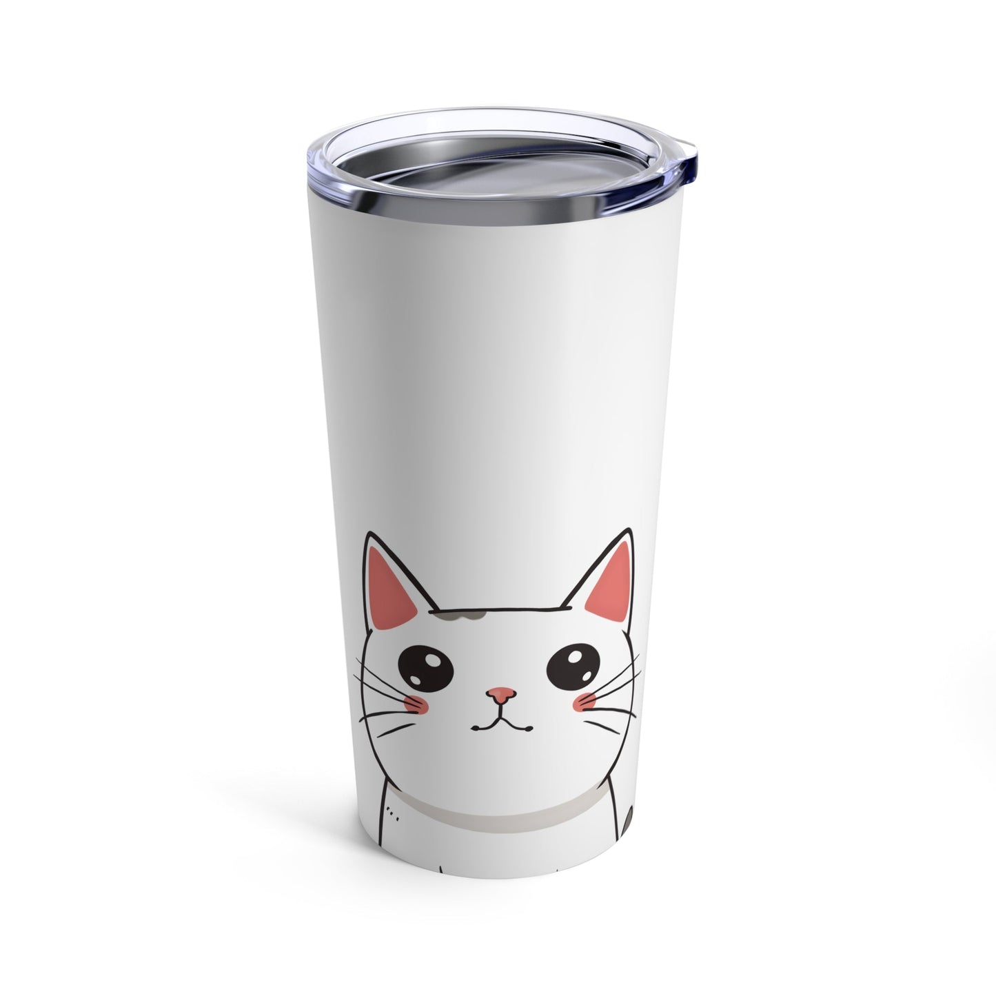 20oz White Tabby Kitty Tumbler
