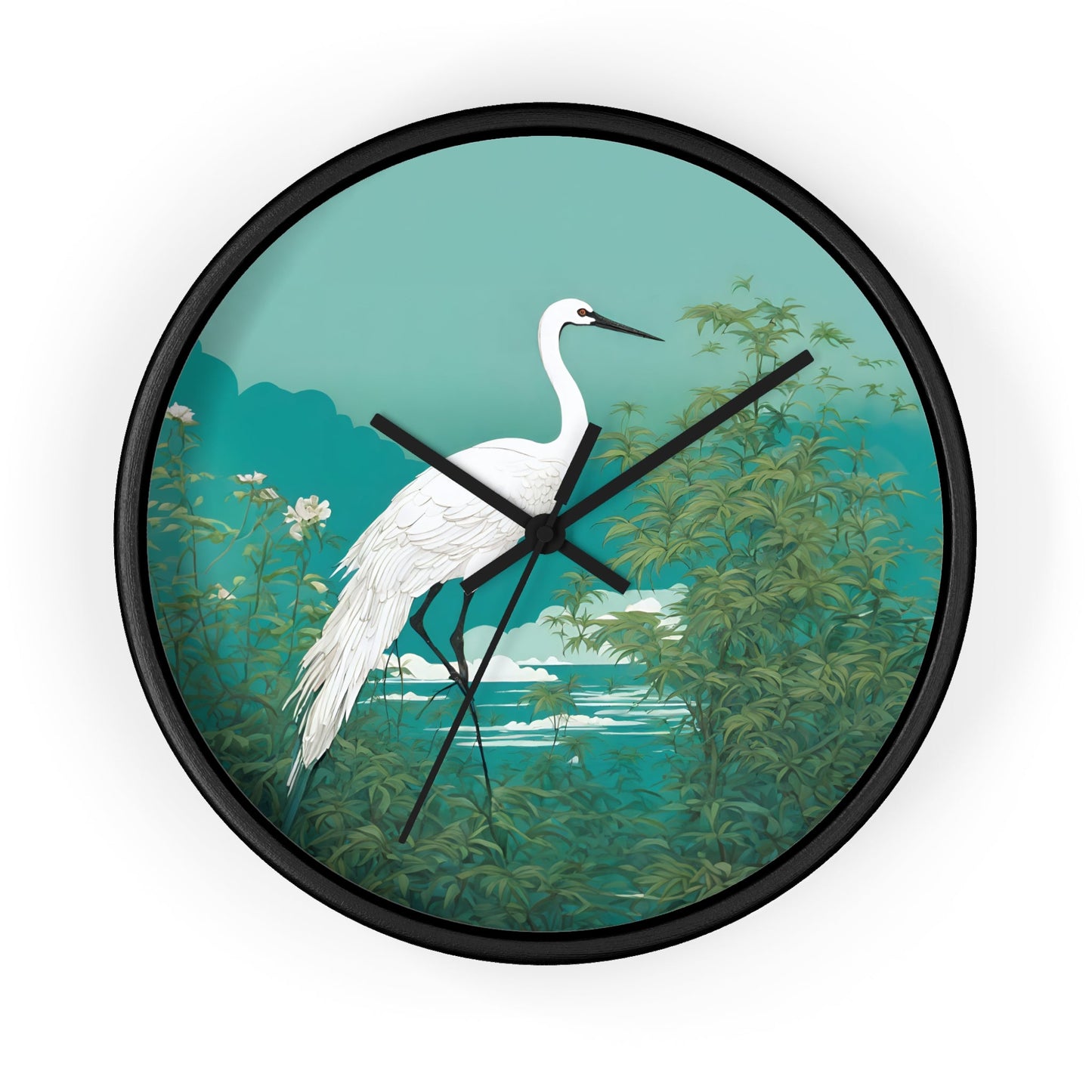 Japanese Crane Art Wall Timepiece