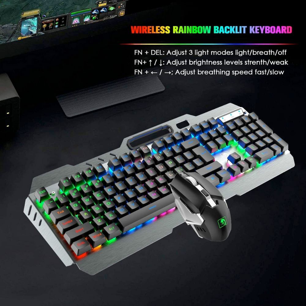Professional Metal Gaming Keyboard and Mouse Set with Wireless Connectivity - Ninja Dragon Edition