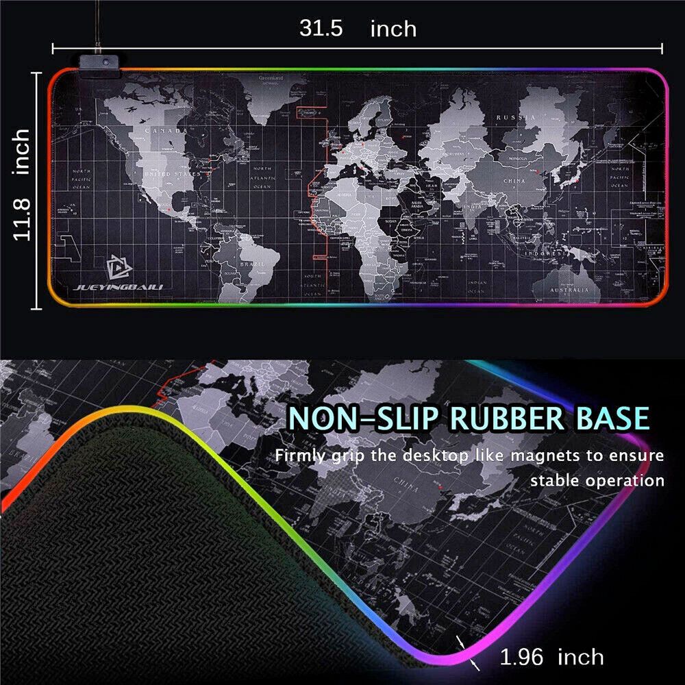 Map of the World Dragon RGB Gaming Mousepad