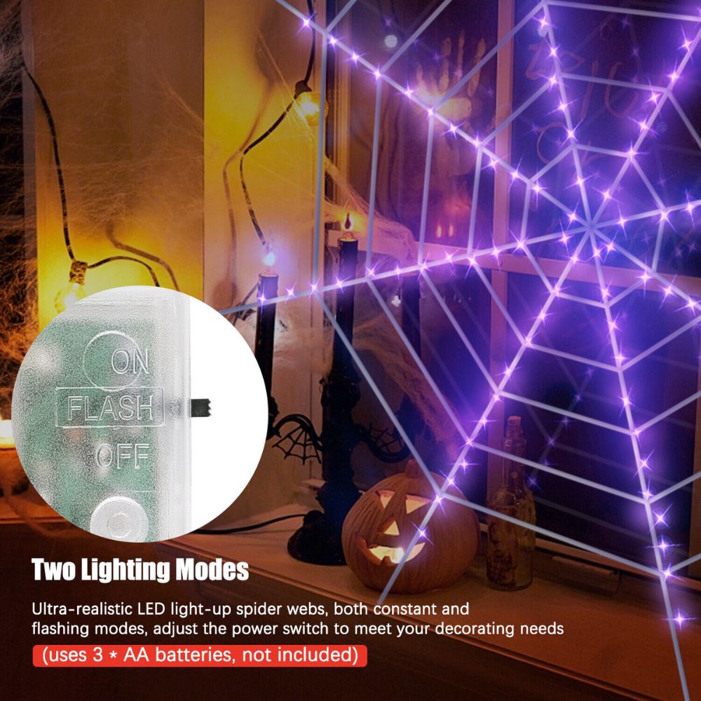 Huge Illuminated Halloween Cobweb Decorative Prop