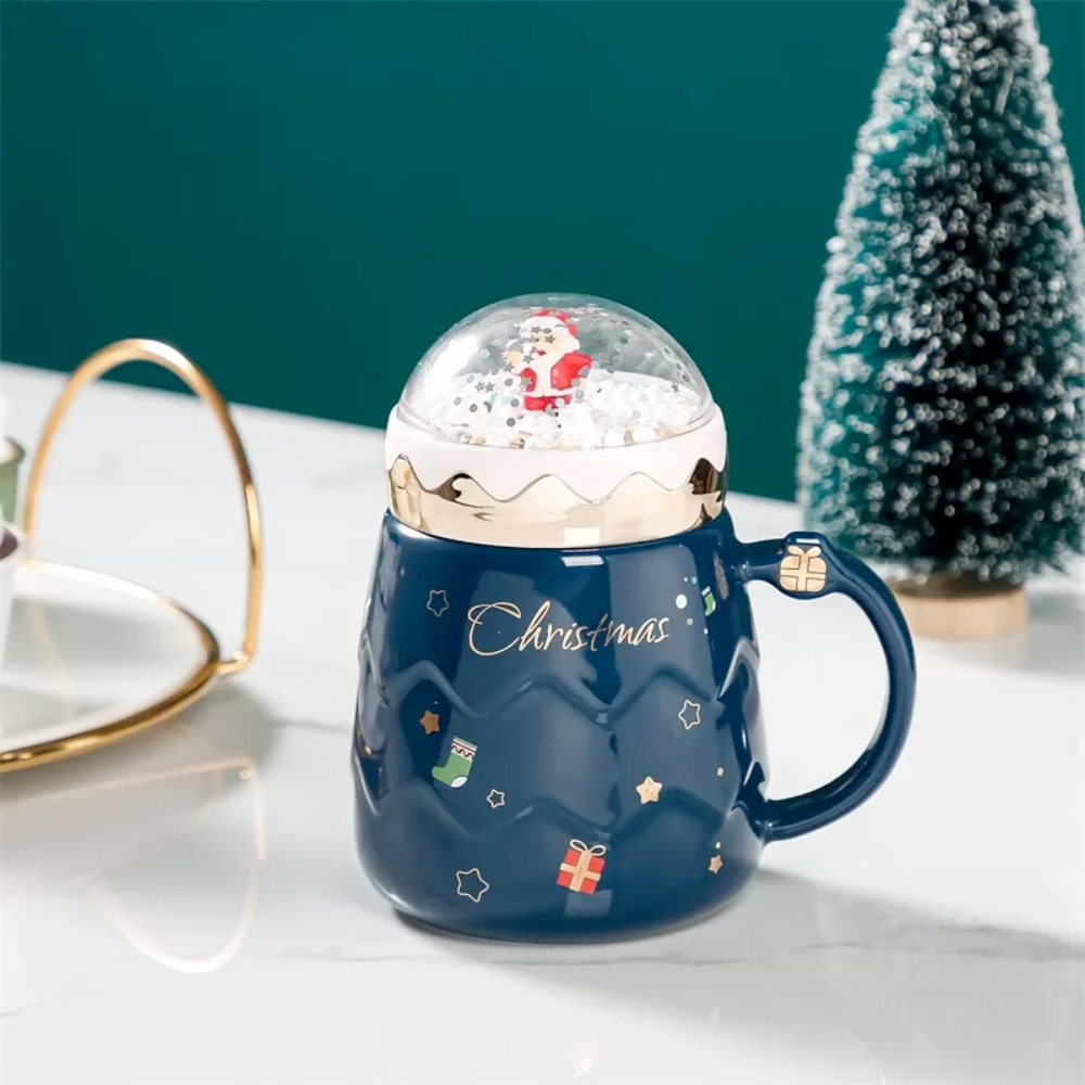Festive Mug with Cover for Hot Drinks