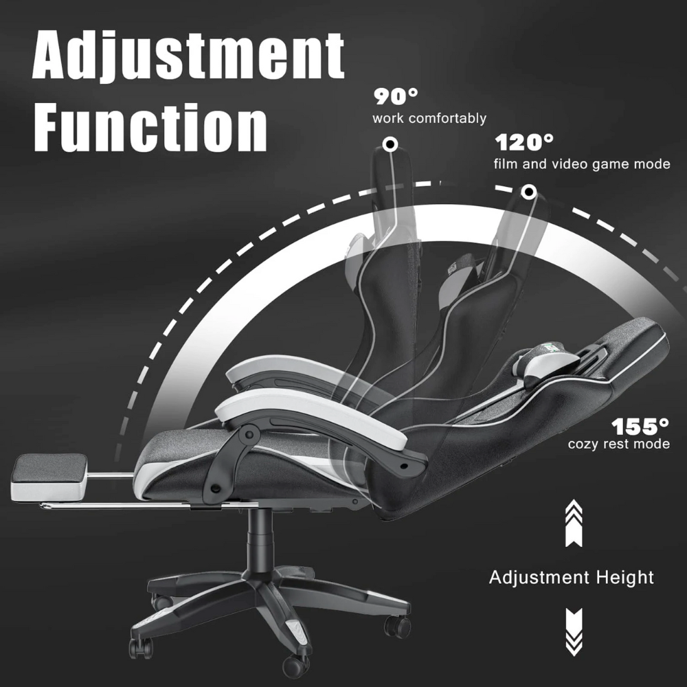 Gaming Throne with Built-in Footrest
