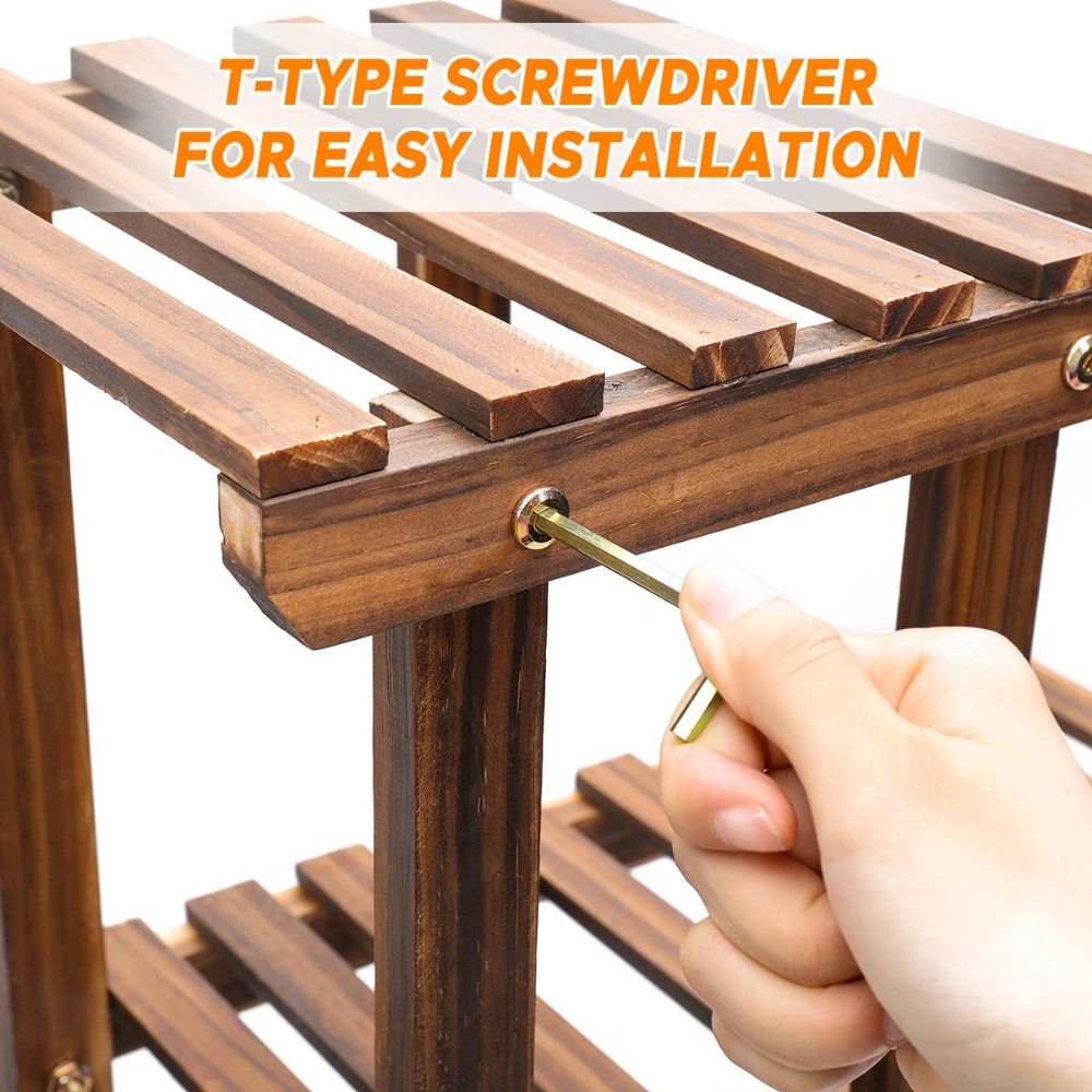 Multi-tiered Pine Wood Shelf for Indoor Plants - Modern Home Decor Stand