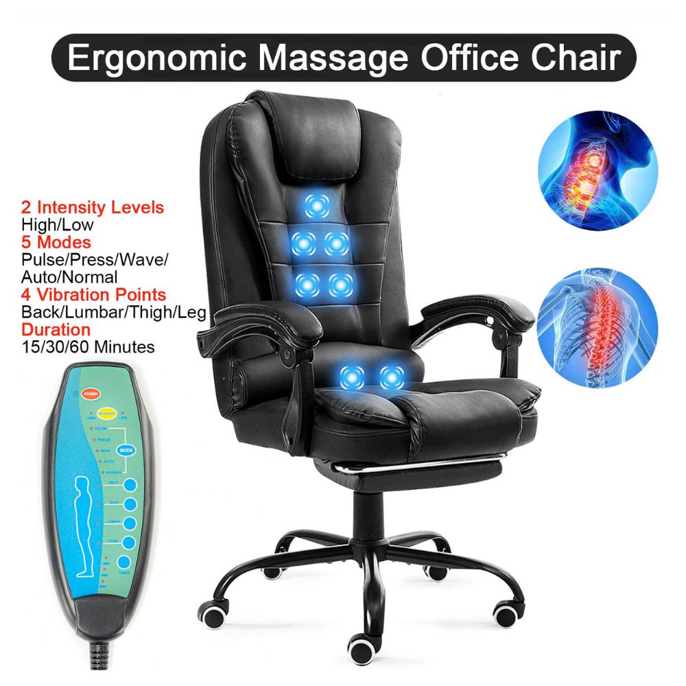 Deluxe 5-Mode Massage Office Chair with Adjustable Foot Support
