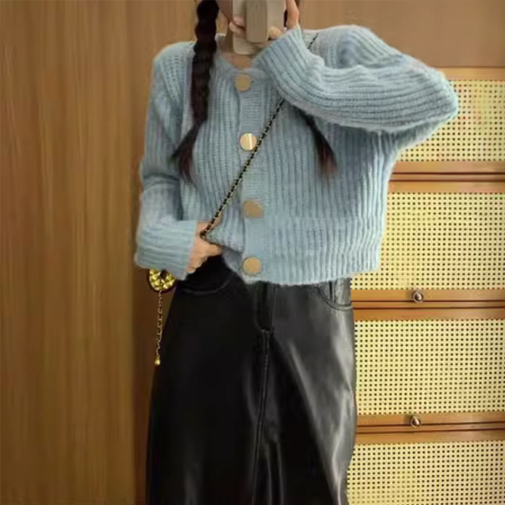 Buttoned Bliss Blue Women's Cardigan