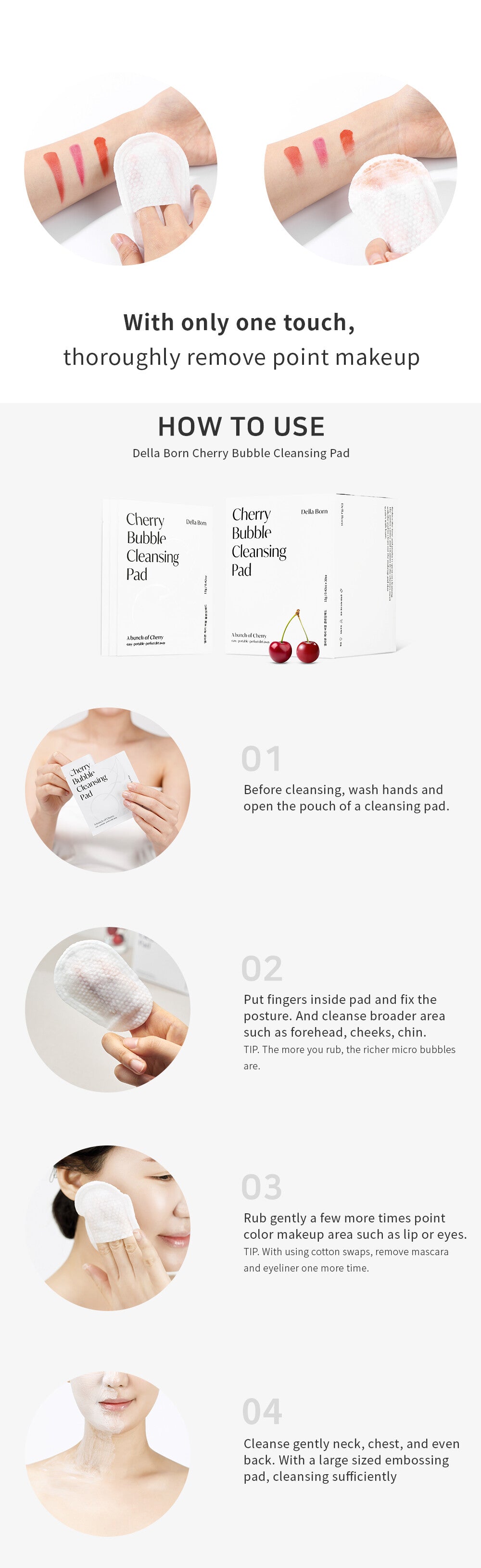 Korean Della Blossom Bubble Facial Cleansing Pads