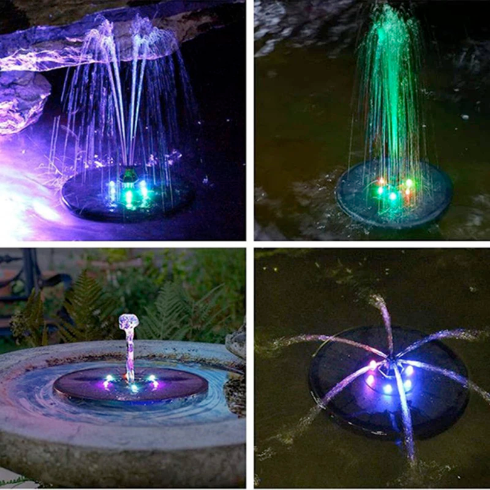 LED-Lit Solar Fountain for Your Garden