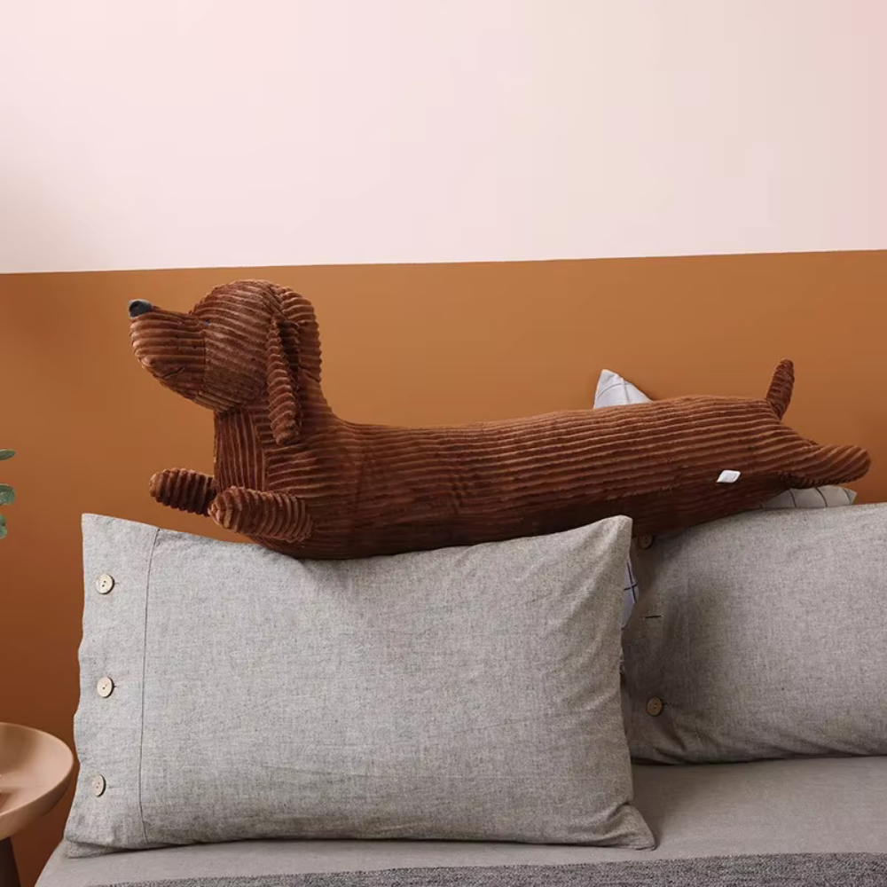 Plush Pillow Featuring a Cartoon Dachshund