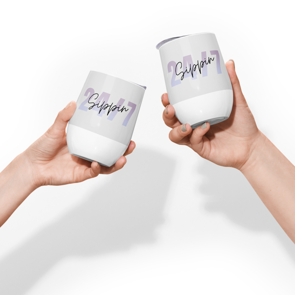 Gray Insulated Wine Tumbler for Hot or Cold Beverages - 12oz