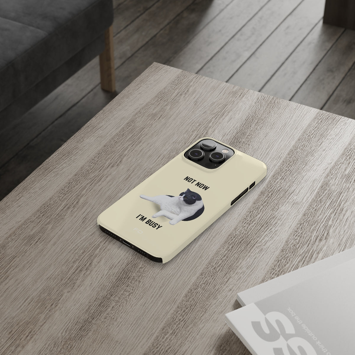 Amusing Feline Boredom Design Sleek Phone Cover for iPhone 14, 14 PRO, and 14 PRO MAX