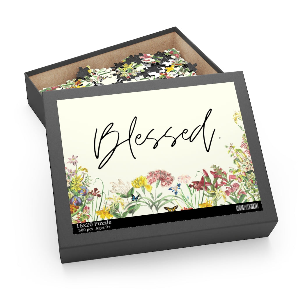 Floral 500-Piece Jigsaw Puzzle with Inspirational Saying