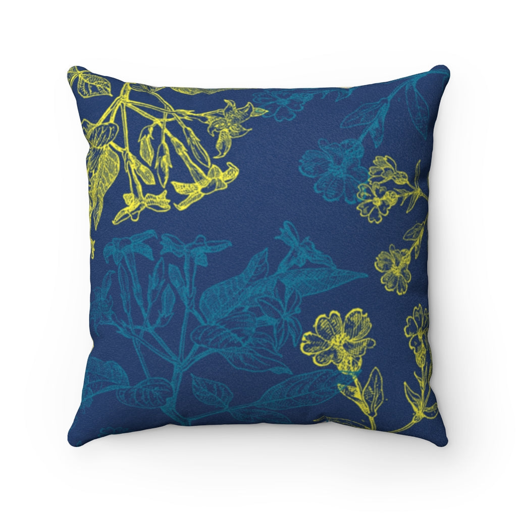Double Sided Faux Suede Cushion with Blooming Floral Design - Available in 4 Sizes