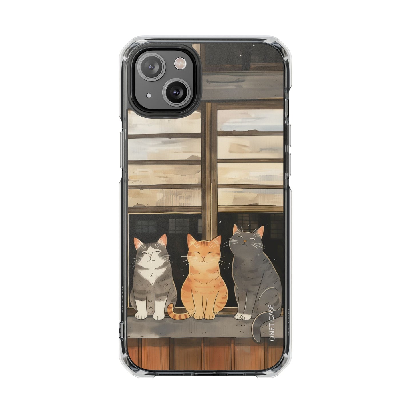 Magnetic Clear Case for iPhone Series - Cat Lovers' Chilling Edition