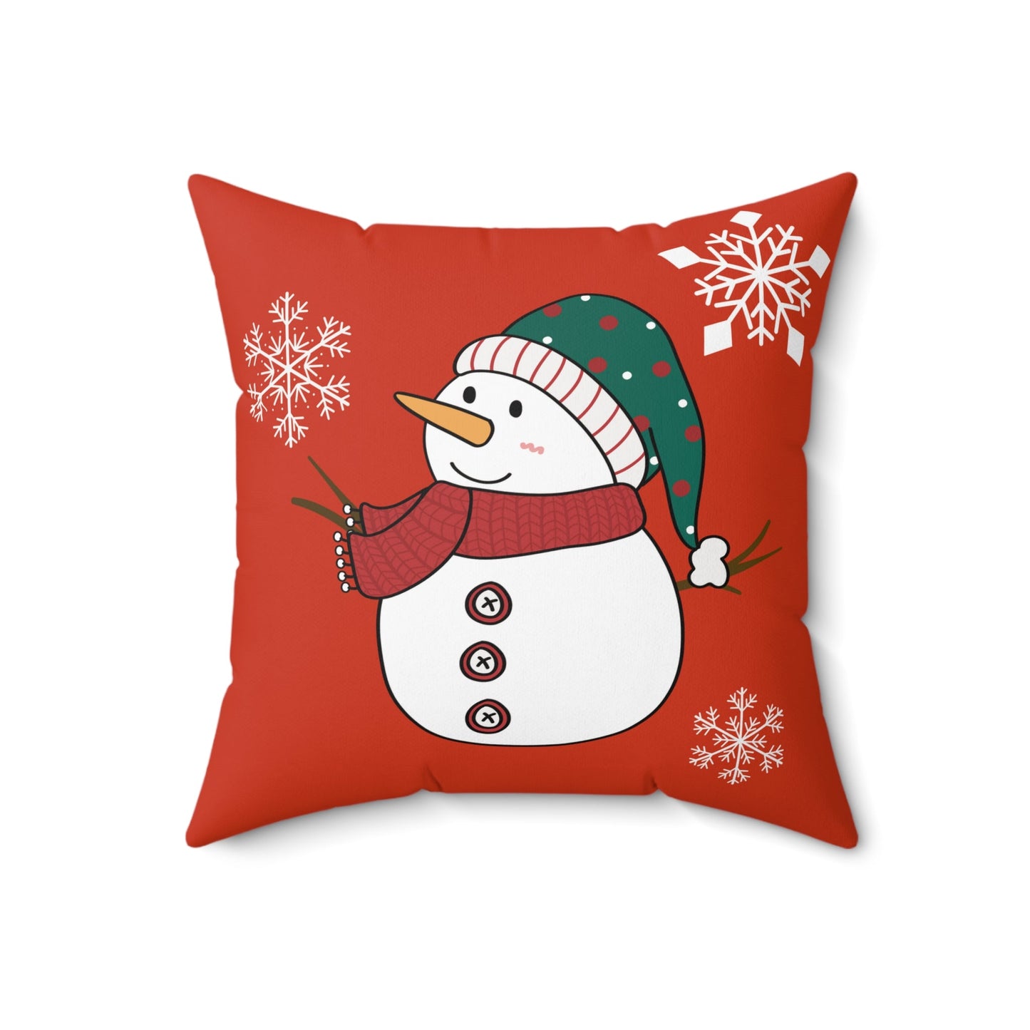 Double-Sided Faux Suede Christmas Snowman Pillow